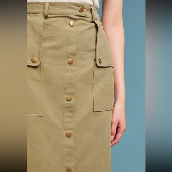 NWOT Anthropologie Isla Maude Utility Pencil Skirt Olive Green Women’s Small S - Picture 3 of 16